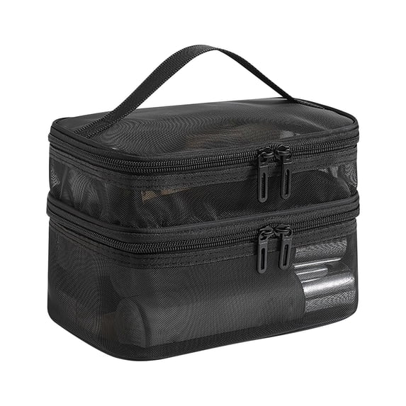 Small Travel Makeup Bag Double-Layer Mesh Portable Large Capacity Cosmetic Storage for Small Travel Toiletry Bag