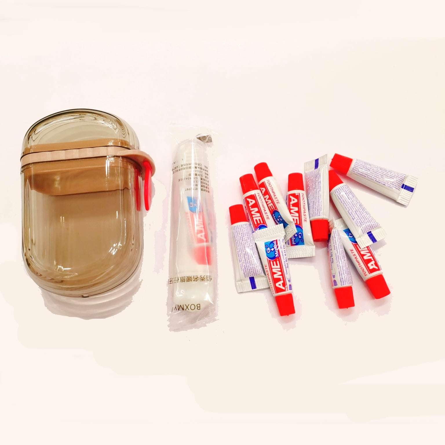 Small Travel Portable Oral Care Kit, 10 Pieces x 3g Toothpaste+ 1 Foldable Toothbrush+ 1 Box,