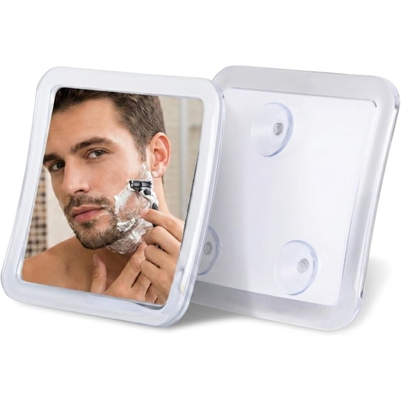 Small Travel Shower Mirror - Fogless Shower Shaving Mirror with Triple Suction Cups, Anti-Fog & Shatterproof Stick On Shave Mirror for Bathroom and Travel - 5.3" x 5.3"