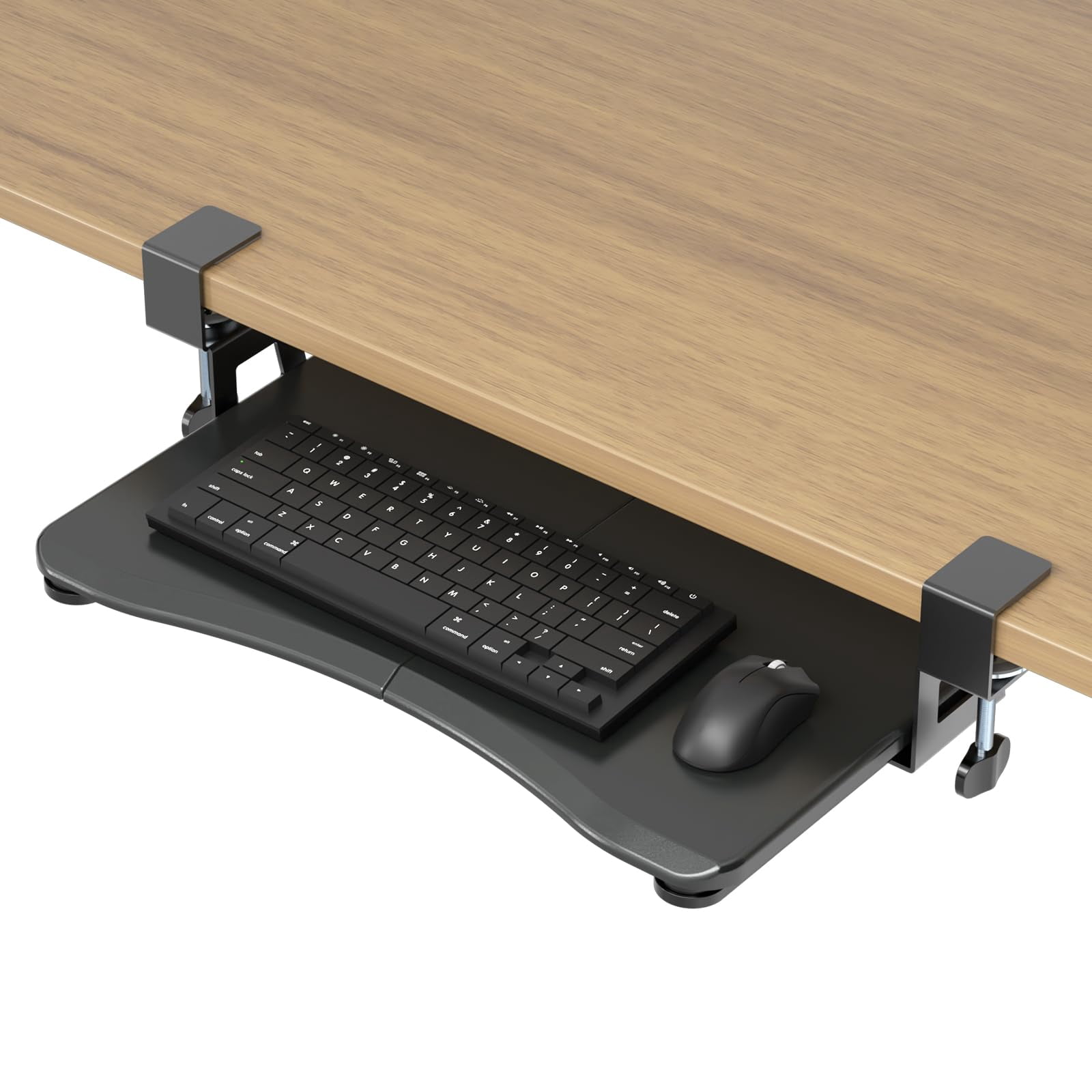 Small Tray Under Desk Pull Out With C Clamp Mount  Computer & Mouse 20 (24.2 Including Clamps) X 11.8 Inch Slide-out Platform Drawer For Typing Black Dsf1s