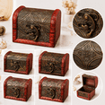thumbnail image 1 of Small Treasure Chest Box, Mini Vintage Decorative Treasure Box with Retro Latch Design, Wooden Keepsake Storage Chest for Jewelry Coins Crafts Gifts Pirate Theme Decor, 1 of 5