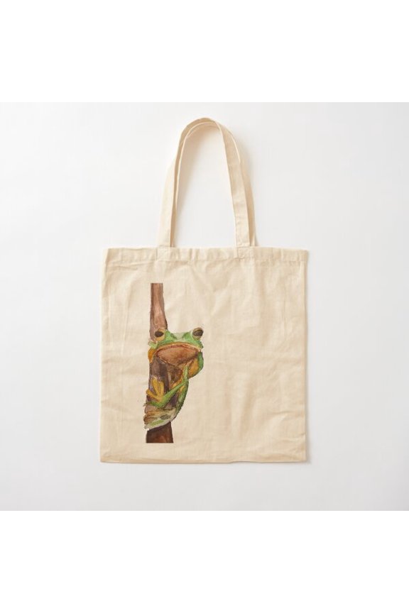 Small Tree Frog Canvas Tote Bags, Reusable Shopping Bag