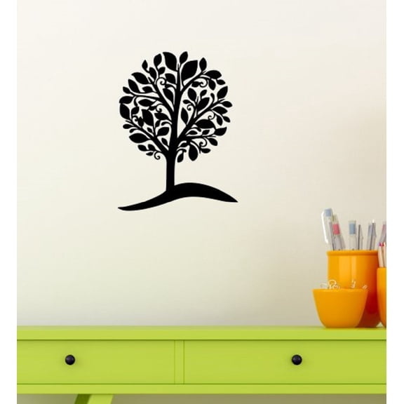 Small Tree Wall Decal Sticker with Branches Leaves for Home Decor, Black, 12x16-Inch