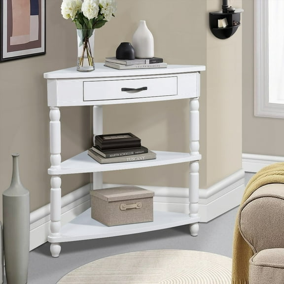 Small Triangle Corner End Table - 37.48 LBS, 3 Tiers for Storage in Living/Bedroom Corridors