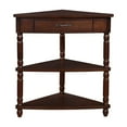 thumbnail image 1 of Small Triangle Corner Table, 3 Tier Wood Corner Side Table with Storage Drawer and Shelves for Living Room Bedroom, 1 of 12