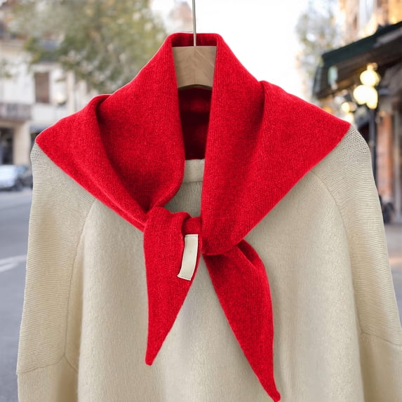 Small Triangle Neck Scarf for Women with Buckle Closure Soft Fleece Winter Warm Neck Wrap for Cold Weather