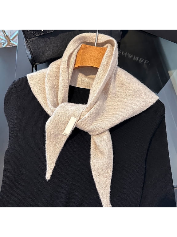 Small Triangle Neck Scarf for Women with Buckle Closure Soft Fleece Winter Warm Neck Wrap for Cold Weather