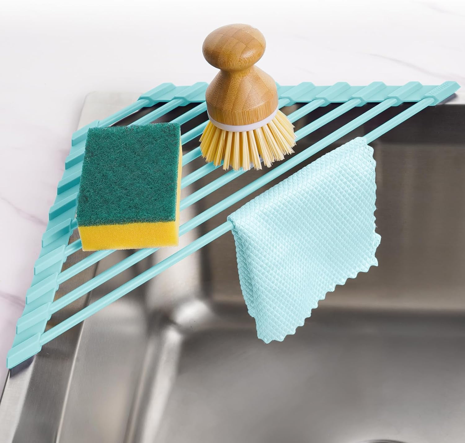 Small Triangle Roll-Up Dish Drying Rack with Silicone Coating Stainless ...