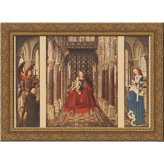 Small Triptych 24x19 Gold Ornate Wood Framed Canvas Art by Eyck, Jan van