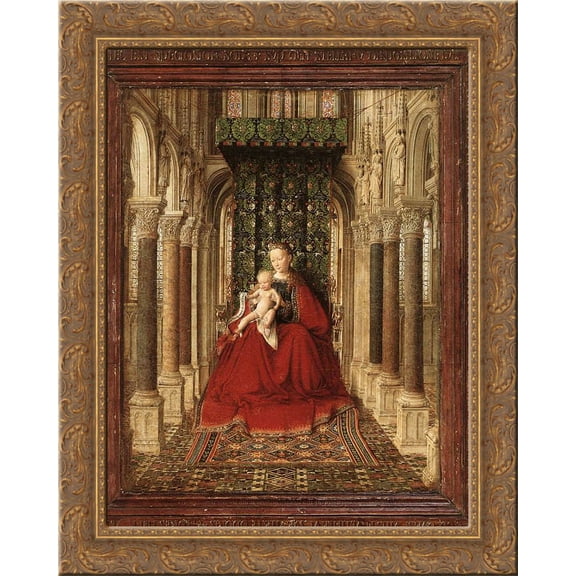 Small Triptych (central panel) 24x20 Gold Ornate Wood Framed Canvas Art by Jan van Eyck
