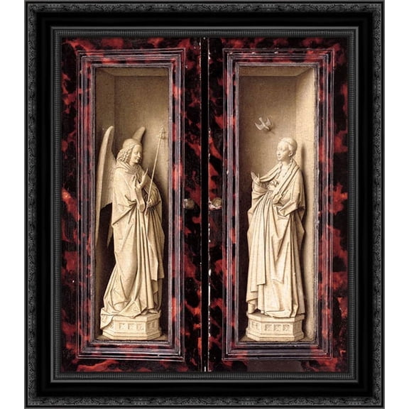 Small Triptych [detail: outer panels] 20x22 Black Ornate Wood Framed Canvas Art by Eyck, Jan van