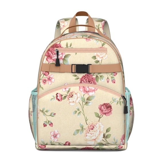 Small Tropical Floral Toddler Backpack Spacious Adjustable Straps Chest Buckle Water-resistant Lightweight Bookbag for School and Travel