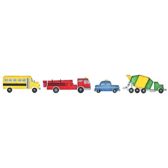 Small Truck, Bus, Fire Engine and Police Car Border 098 by Designer Stencils