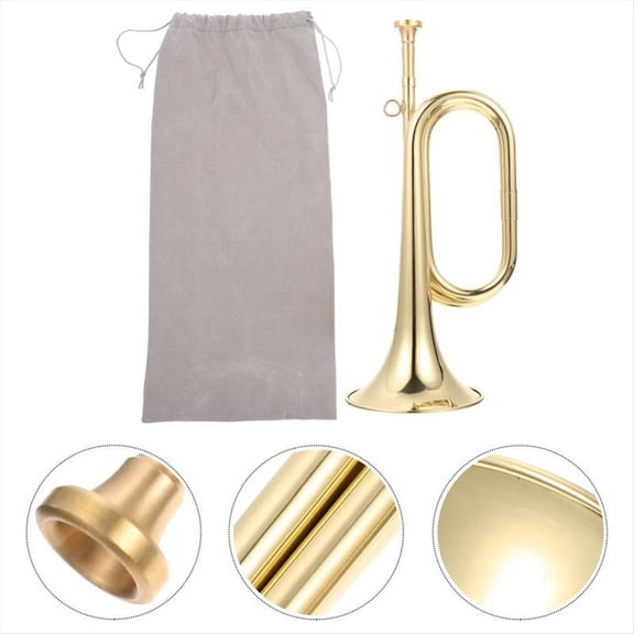 Small Trumpet Bugle Brass Golden Horn Simple Beginner Wind Instrument for School Band Child Student