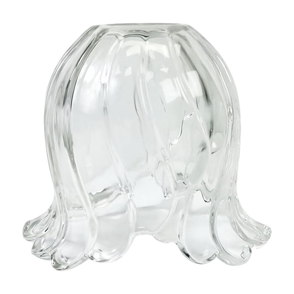 Small Tulip Flower Glass Lamp Shade Elegant Decorative Lampshades, Ruffled Flower Pendant Light Cover Replacement for Table Lamps Chandelier Fixture,Transparent