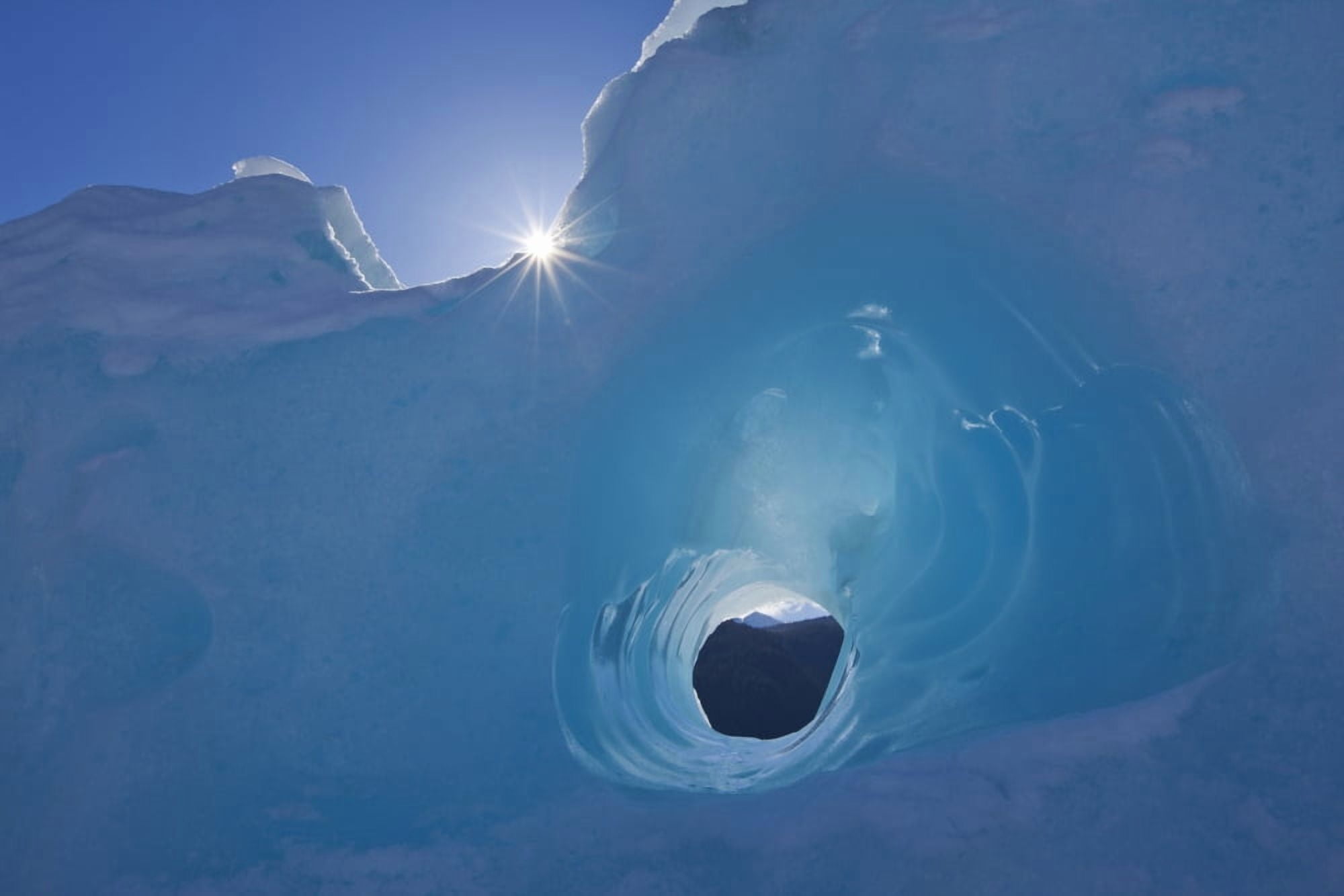 Small Tunnel Eroded In An Iceberg Frozen In Mendenhall Lake Juneau Southeast Alaska Winter Canvas Art - John Hyde Design Pics (18 x 12)