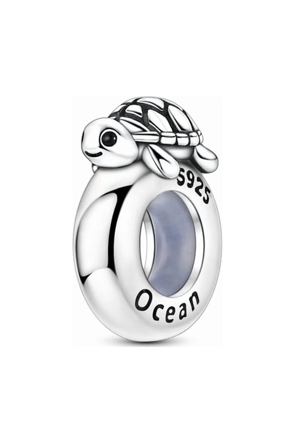 Small Turtle Silicone Plug Position Lock Silver Plated Charm