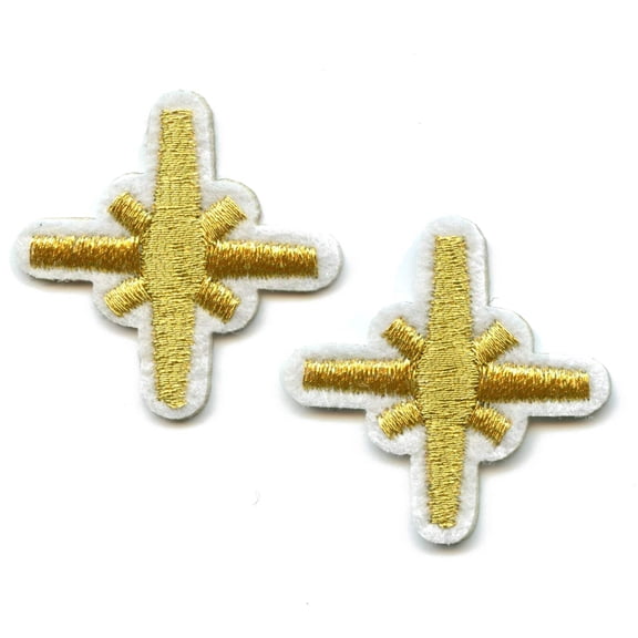 Small Twinkling Gold Stars Embroidered Iron On Patch (2 Pack)