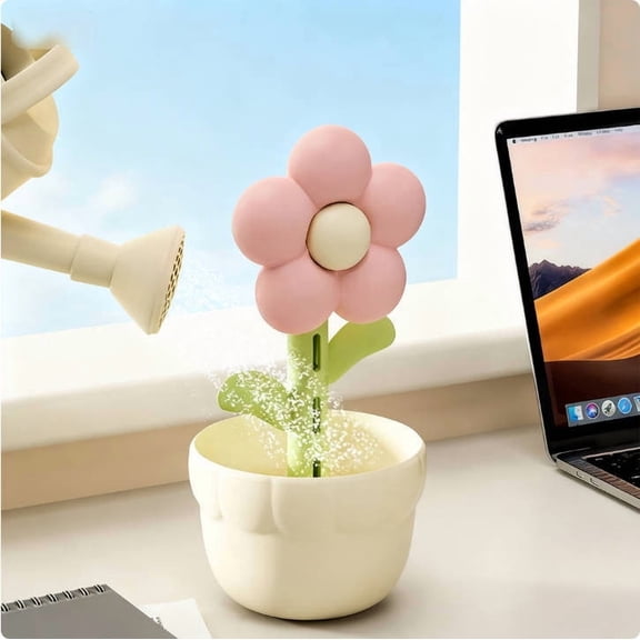 Small USB Flower Humidifier, Desktop Humidifier for Bedroom, Quiet Ultrasonic Cool Mist Humidifier, for Home Office, Compact Humidifier with Night Light, Personal Space Humidifier for Dry Air