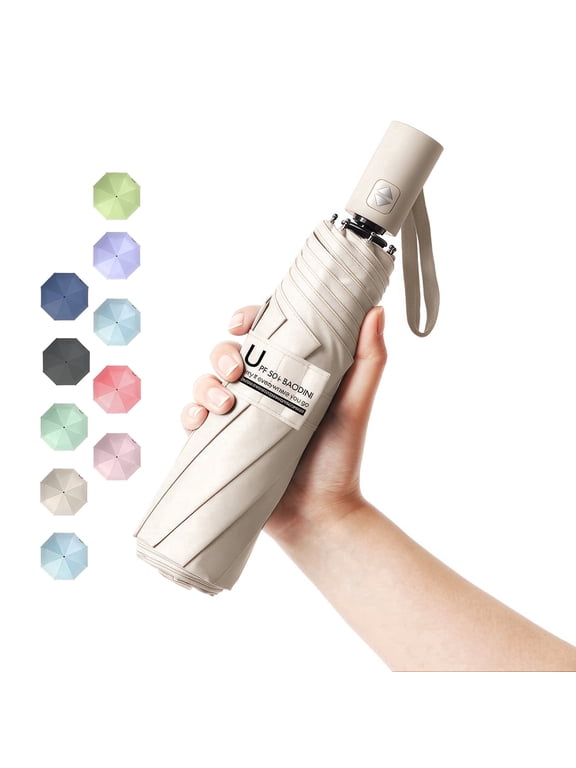 Small UV Protection Travel Umbrella Compact for Rain and Sun UPF 50+ Windproof Portable 42 inch Umbrella for Women and Men