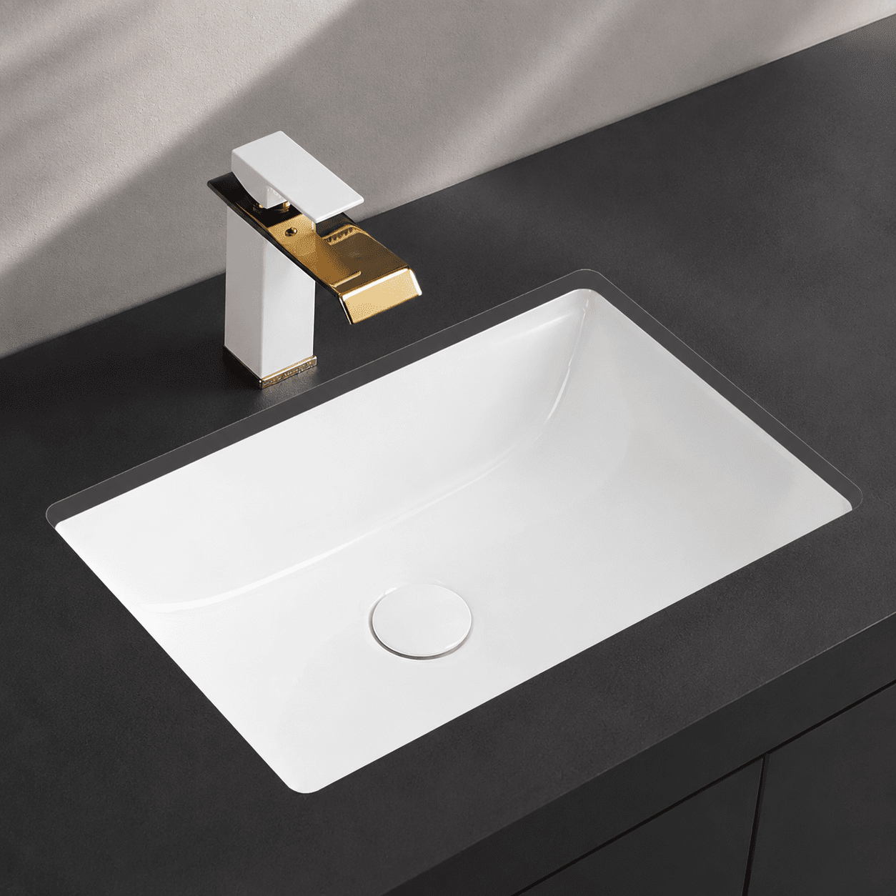 Small Undermount Bathroom Sink 14 Inch Vessel Rectangular White