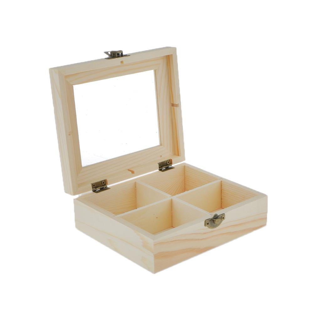Compact Wooden Jewelry Storage Box with Glass Lid Bahrain Ubuy