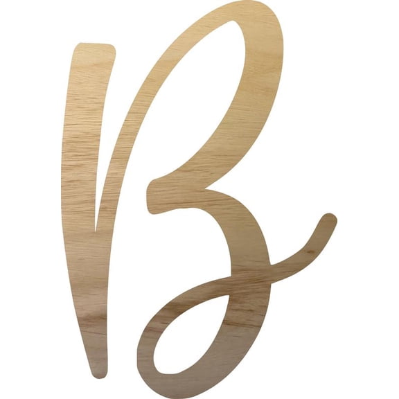 Small Unfinished Wood Letter B, Paintable 8'' Tall Craft Script Letter, DIY