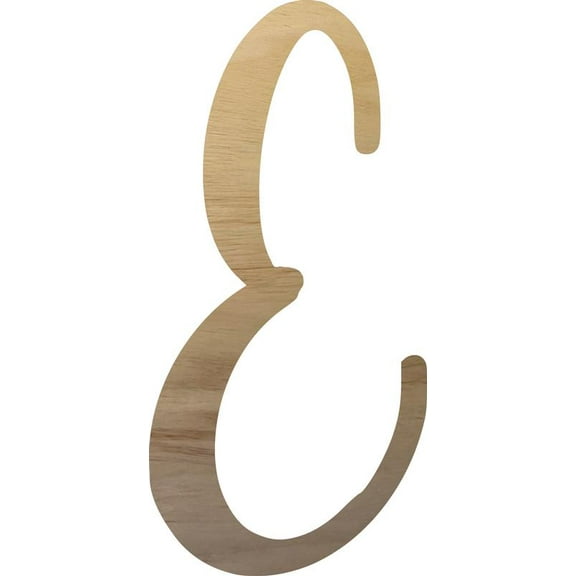 Small Unfinished Wood Letter E, Paintable 8'' Tall Craft Script Letter, DIY