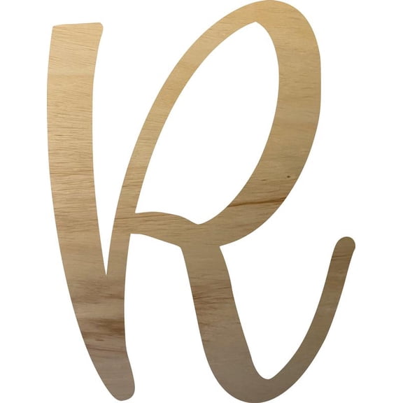 Small Unfinished Wood Letter R, Paintable 8'' Tall Craft Script Letter, DIY