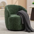 thumbnail image 1 of Small Upholstered Swivel Barrel Chair, Round Chenille Fabric Swivel Accent Armchair with Metal Base, 360 Degree Comfy Swivel Accent Sofa Chair with Ergonomic Back for Living Room Bedroom, Green, 1 of 7