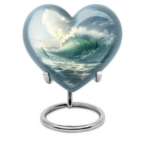 Small Urn Heart, Majestic Ocean Swell Urn For Ashes For Women, Small Keepsake Cremation Urn For Ashes, Mini Urn For Human Ashes Set Of 1, Small Urns For Human Ashes, Keepsake Urn, 3 Inch