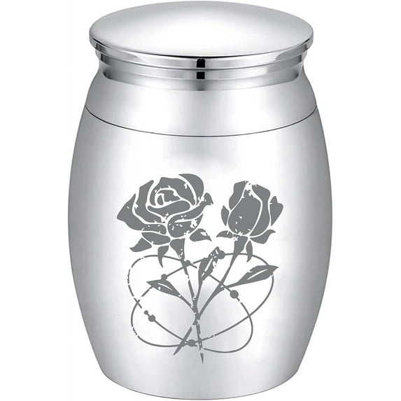 Small Urns for Ashes Mini Cremation Urns Ashes Keepsake Memorial Stainless Steel Metal Funeral Urn Burial for Pet Human Dog Cat 1.57 x 1.18 Inch-Rose(Silver) DIY