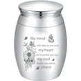 thumbnail image 1 of Small Urns for Ashes Mini Cremation Urns Ashes Keepsake Memorial Stainless Steel Metal Funeral Urn Sunflower Butterfly Burial for Pet Human Dog Cat 1.57x1.18 Inch-My Mind Still Talks To You, 1 of 7