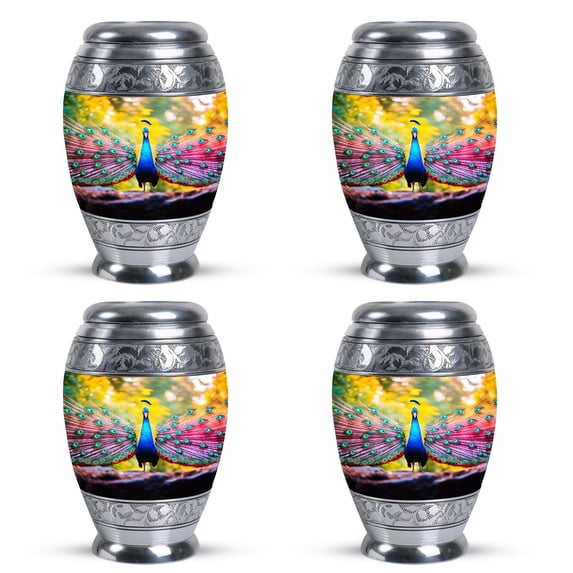 Small Urns For Human Ashes Mom - Keepsakes For Ashes - Funeral Urns For Women Ashes - Mini Keepsake Urns - Stuffed Peacock Urn - Decorative Urns For Human Ashes (Size -3", 4pcs)