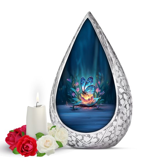 Small Urns for Human Ashes Butterfly Theme - Blue Urn for Ashes for Women & Men Ash - Butterfly Urns for keepsake 3"