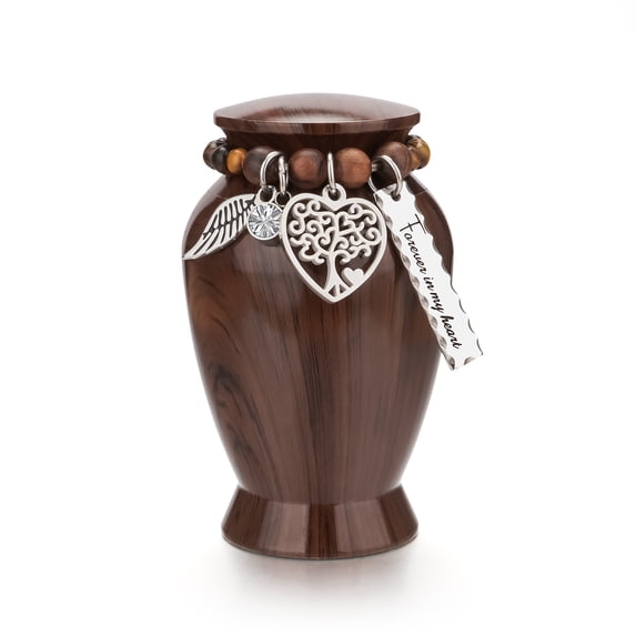 XIUDA Small Urns for Human Ashes 2.85 Inch Mini Cremation Urns for Mom Dad Aluminum Mini Urns for Ashes Small Keepsake Urn -Walnut Brown
