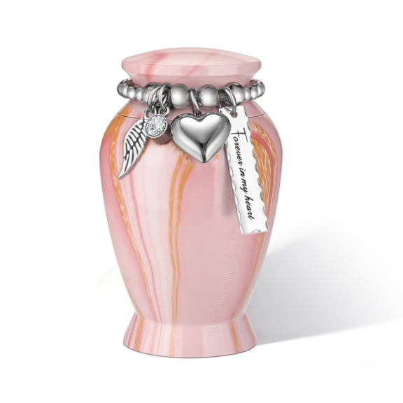 XIUDA Small Urn for Ashes, 2.8 Inch Aluminum Keepsake Cremation Urn for Human, Mini Family Sharing Urns - Pink