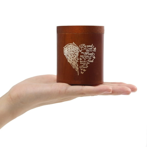 Small Urns for Human Ashes Keepsake Urn, Small Cremation Urns for Human Ashes Adult Male Female, Wood Urn Box Funeral Cremate Memorial Box-Heart Wing