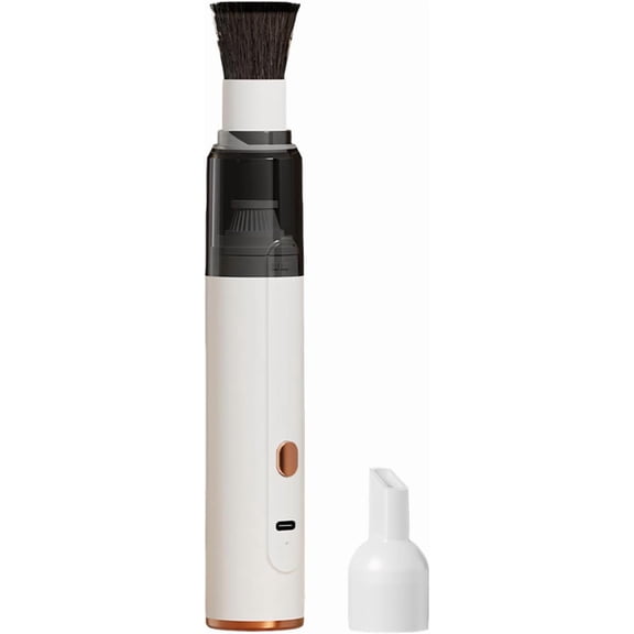 Small Vacuum Cleaner with Type-C Charging - Dual Air Duct Straight Tube Direct Airflow Design, Portable Handheld Vacuum for Home, Car, and Desktop, Easy to Clean Cordless Dust Remover (White)