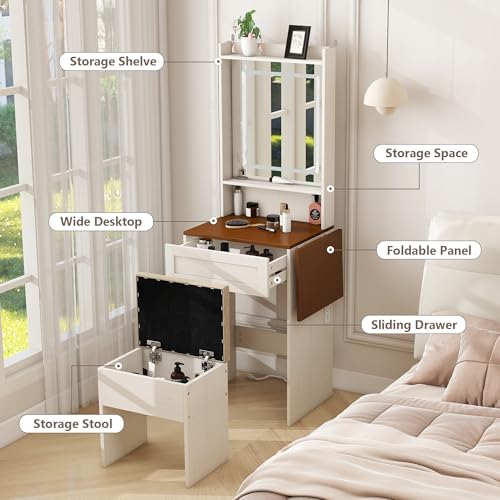 Small Vanity Desk With Mirror And Lights Farmhouse Makeup Vanity Table 