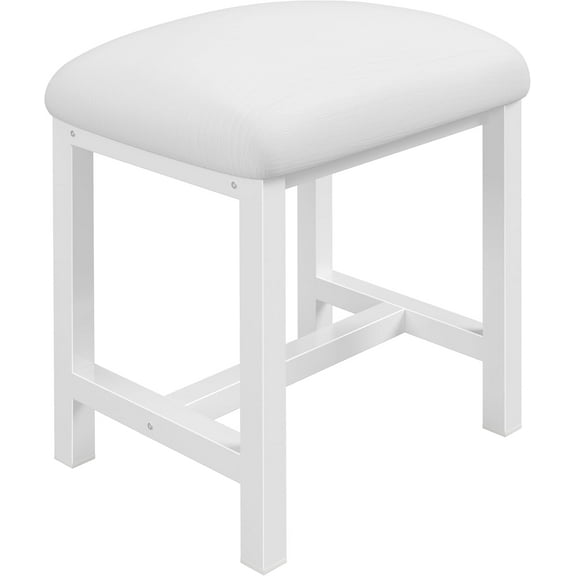 Small Vanity Stool, Cute Stools with Cushion, White Makeup Chair for Spaces, Living Room, Bedroom, Bathroom, Entryway, Ottoman Foot Rest Couch Sillas Modern
