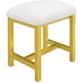 thumbnail image 1 of Small Vanity Stool, Cute Vanity Stools with Cushion, White Gold Makeup Vanity Chair for Small Spaces, Living Room, Bedroom, Bathroom, Entryway, Ottoman Foot Rest for Couch Sillas Modern, 1 of 16