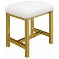 thumbnail image 1 of Small Vanity Stool, Cute Vanity Stools with Cushion, White Gold Makeup Vanity Chair for Small Spaces, Living Room, Bedroom, Bathroom, Entryway, Ottoman Foot Rest for Couch Sillas Modern, 1 of 6
