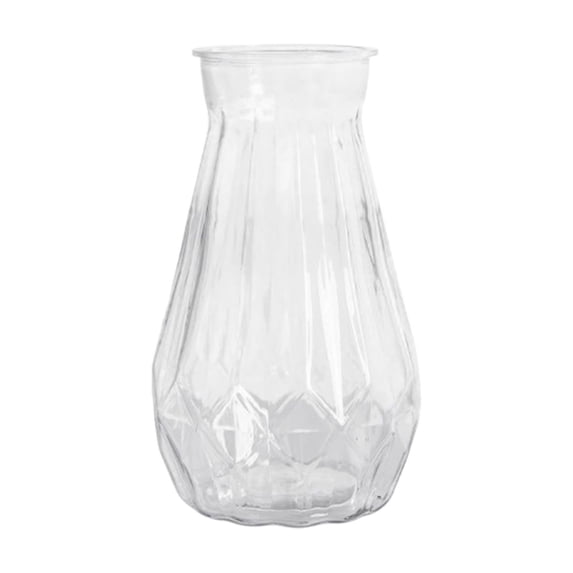Small Vase, 5.71 Inch Decorative Plastic Clear Flower Vases, Mini Vintage Style Centerpiece Vases with Diamond Faceted Design (Clear)