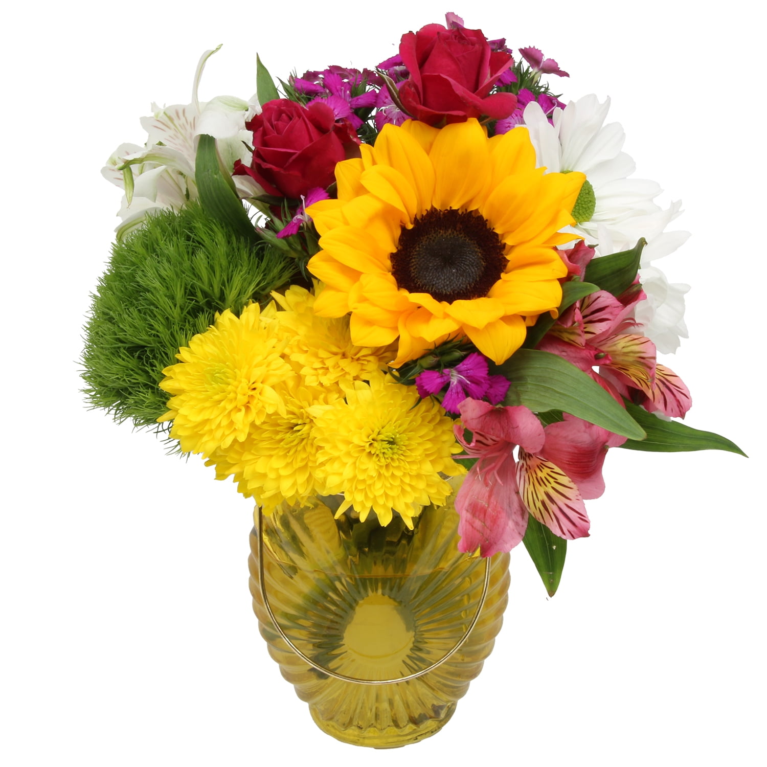 Mixed Flower Bouquet Small with Vase , Colors May Vary
