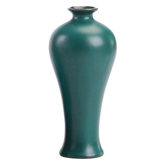 Small Vase Ceramic Flower Arrangement Vase Home Decoration Round Narrow Mouth Green 14.5X6.3X6.3CM Hydroponics 1Pack