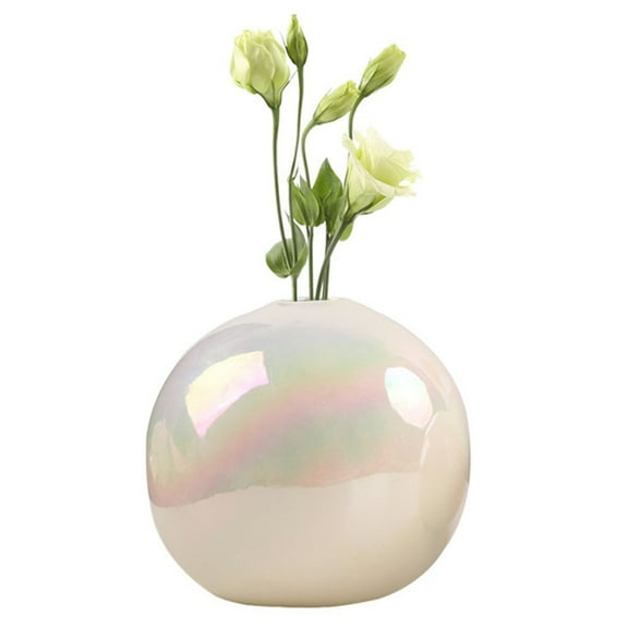 Small Vase Pearl Glazed Ceramic Vase Mini White Vase Home Decoration Ornament