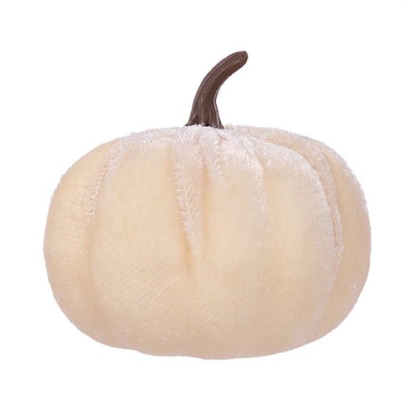 Small Velvet Pumpkins Fabric Foam Pumpkin for Fall Decor Wedding Thanksgiving Halloween Table Centerpiece Farmhouse Decoration Beige