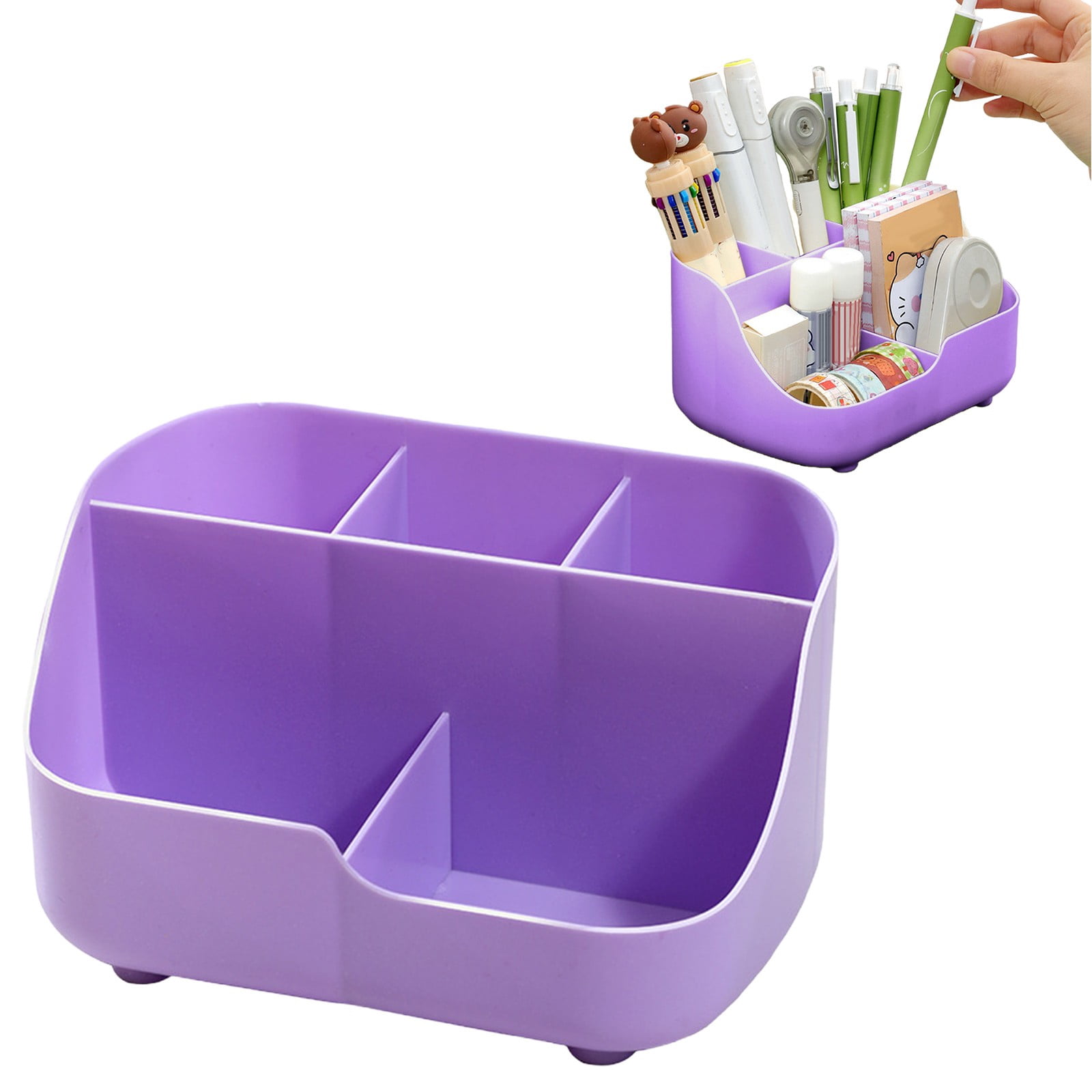Small Versatile Desk Organizer Tray with Multiple Compartments, Art Accessory Caddy, Home Storage Holder for Pens, Brushes, Makeup, Compact And Lightweight, 4 Pcs
