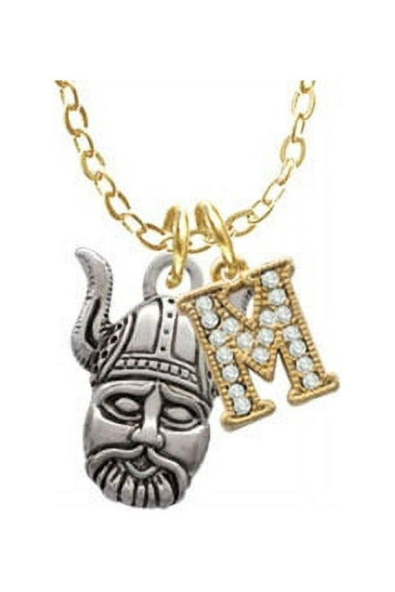 Small Viking - Mascot - M - Gold Tone Crystal Initial Sophia Necklace, 18"+1"